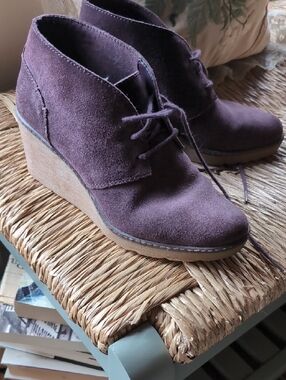 Clarks Purple Suede Lace-Up Wedge Heels